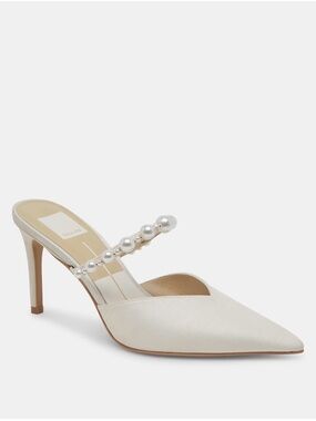 Dolce Vita Ivory Pearl Strap Pointed Toe Mules